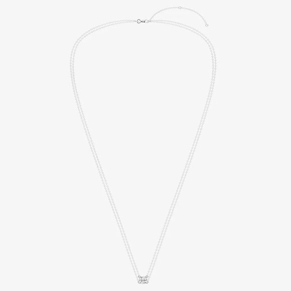 Brand New! 5/8 CTW Round Lab Grown Diamond Double Chain Solitaire Necklace - Picture 4 of 9